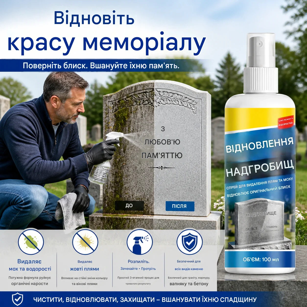 Проблема з мохом та плямами на камені